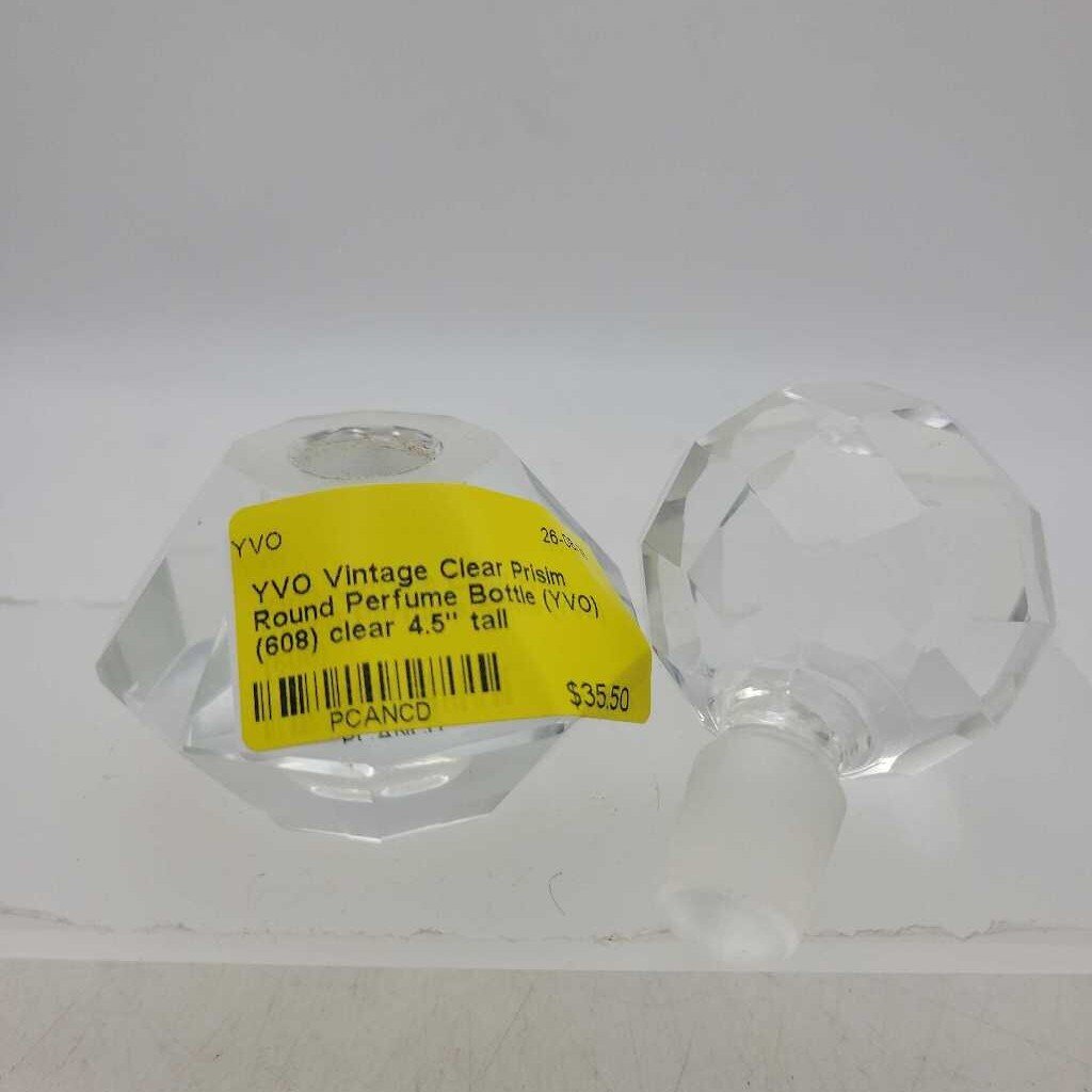 Vintage Clear Prisim Round Perfume Bottle (YVO) (608)