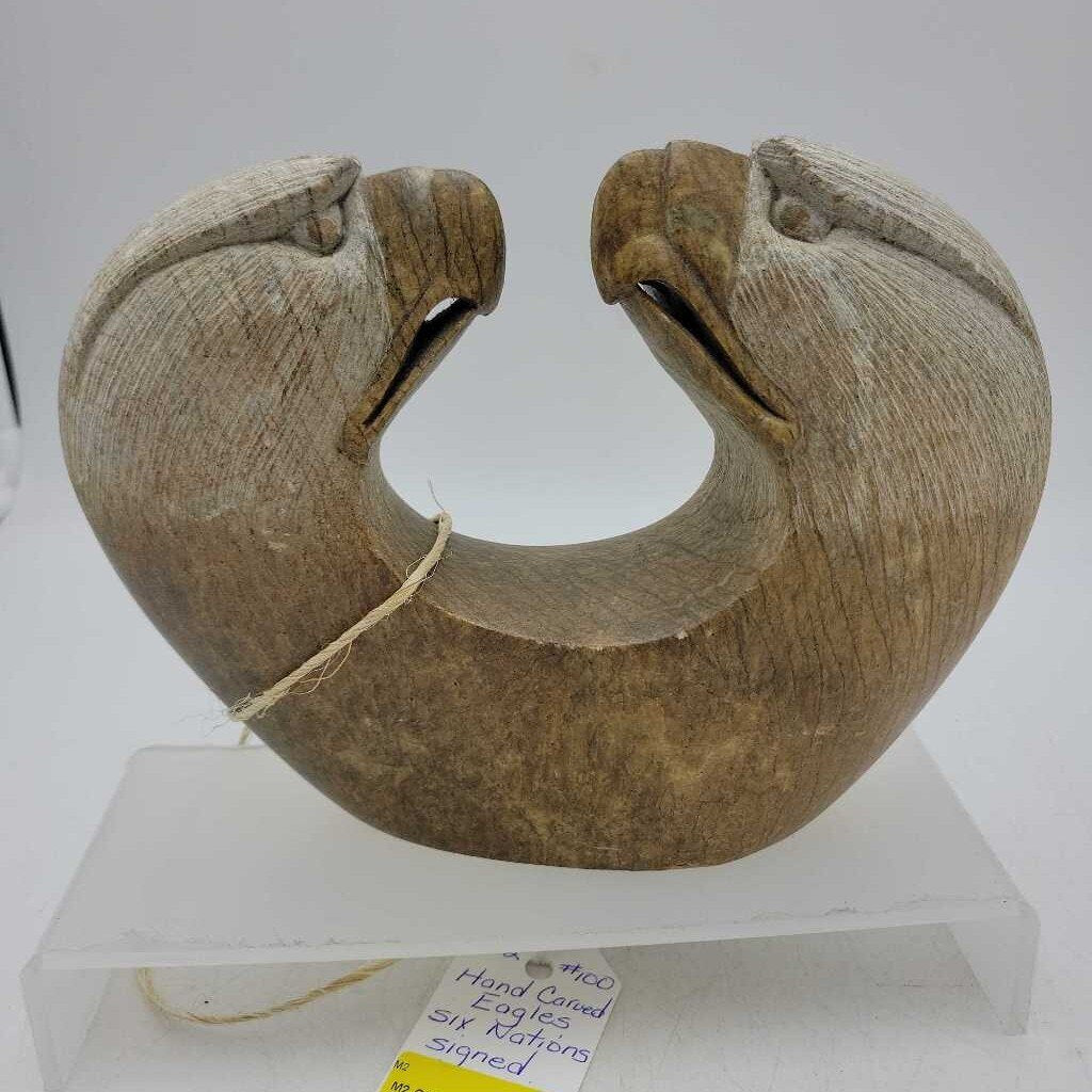 Canadian Inuit Six Nations Soapstone Sculpture Eagles (M2) #100