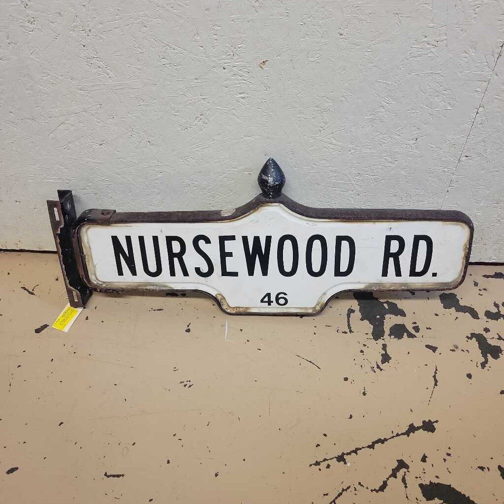 Street Sign Nursewood Rd Rare Toronto double sign with frame (JAS)