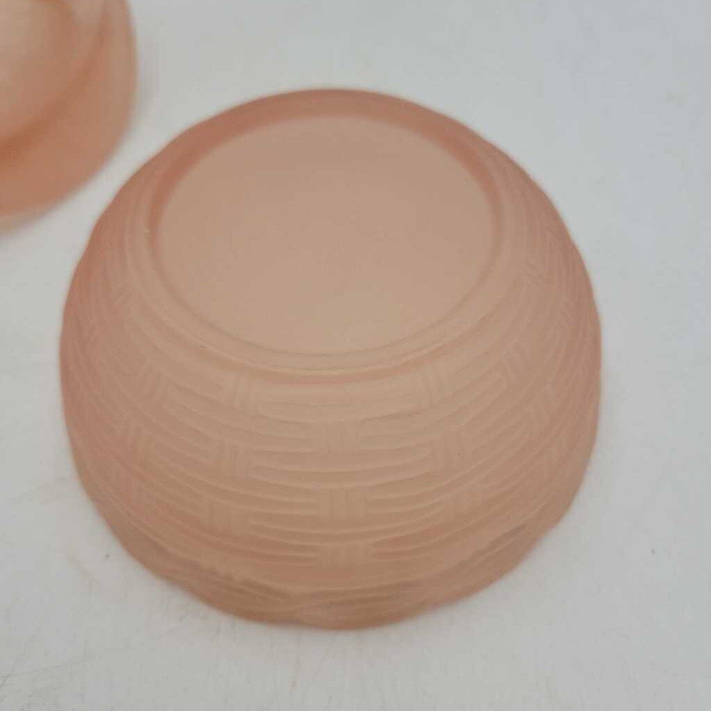 Pink Satin Hen on Nest small chipped on beak (YVO) (609)