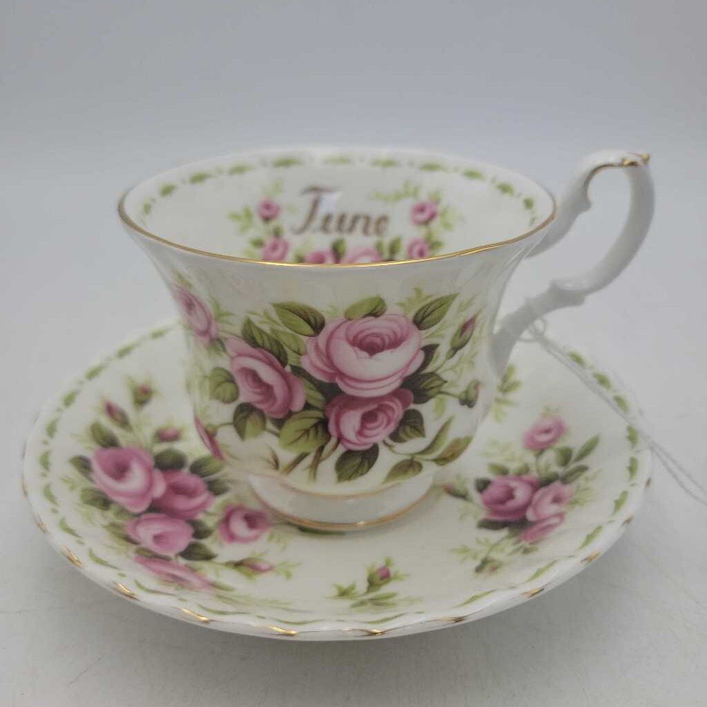 Royal Albert "June" Roses cup and saucer (DEB))