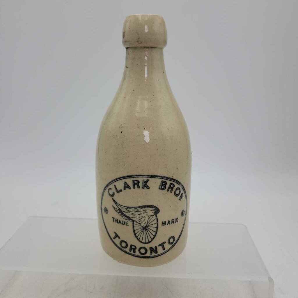 Antique 1890's Stoneware "Blob-top" Ginger Beer/Soda Bottle from the Clark Bros, Toronto - Manufactured by Price Bristol