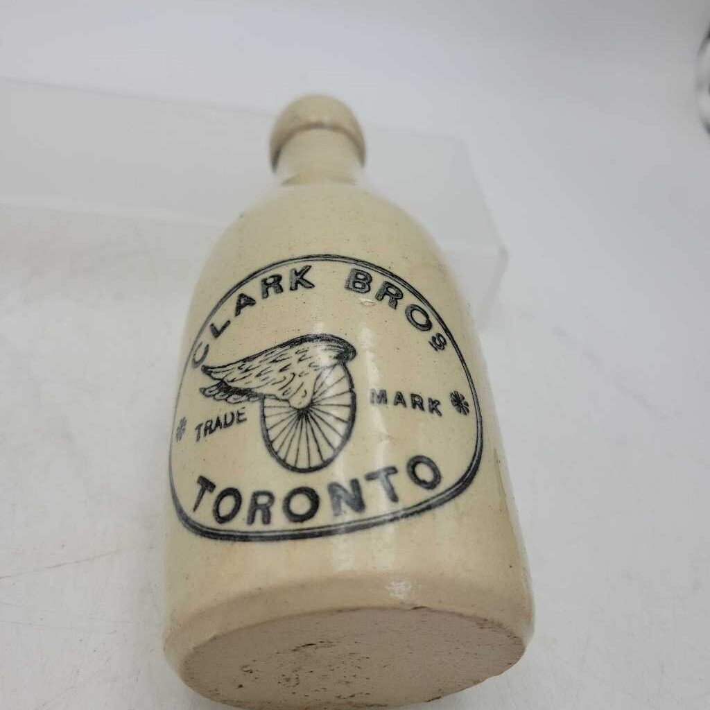 Antique 1890's Stoneware "Blob-top" Ginger Beer/Soda Bottle from the Clark Bros, Toronto - Manufactured by Price Bristol