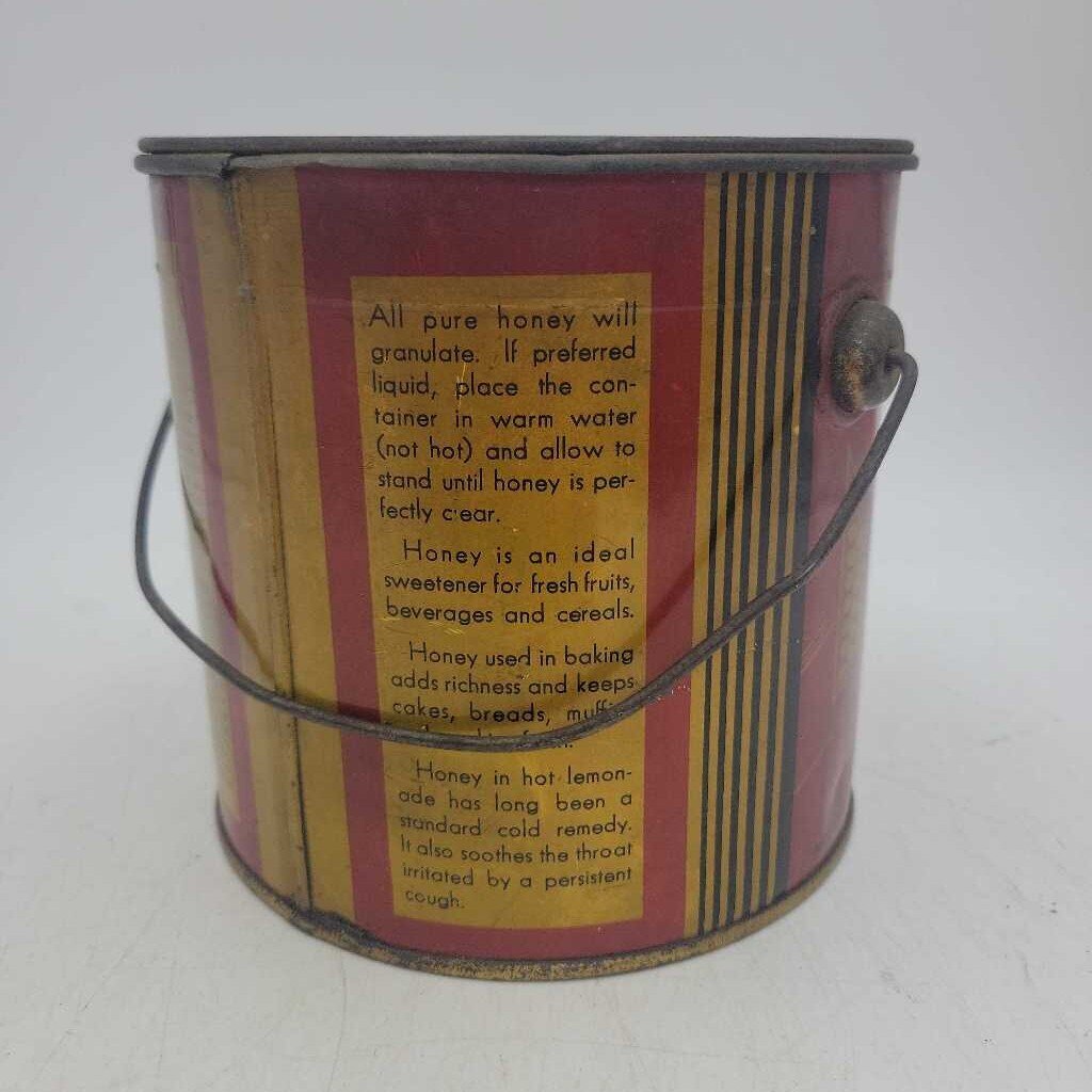 Pure Canadian Honey Tin pail Robert Haines Meaford Ont (Jef)
