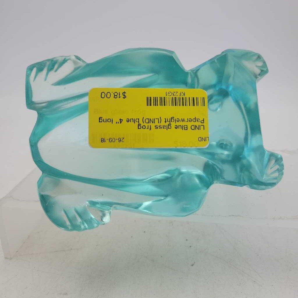 Blue glass frog Paperweight (LIND)