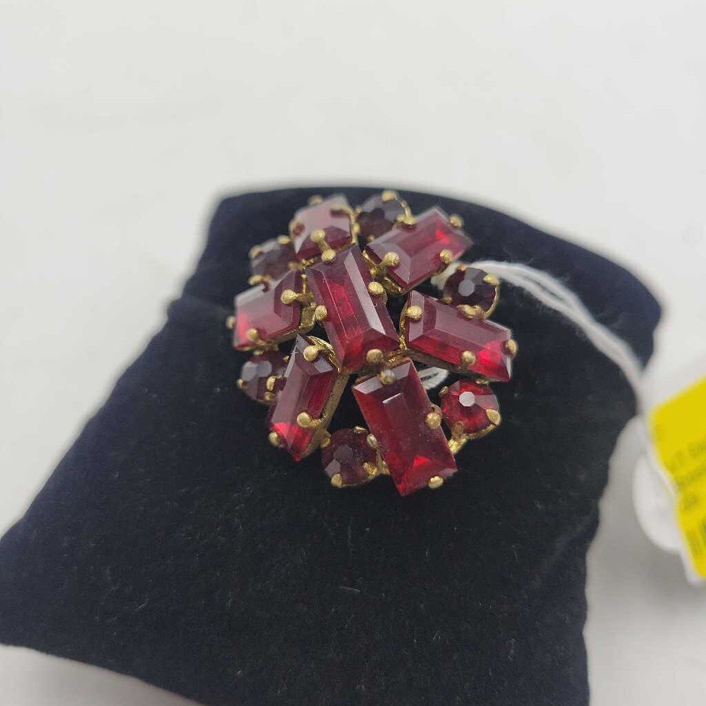 Early Red Rhinestone Brooch - 4937 (VT)