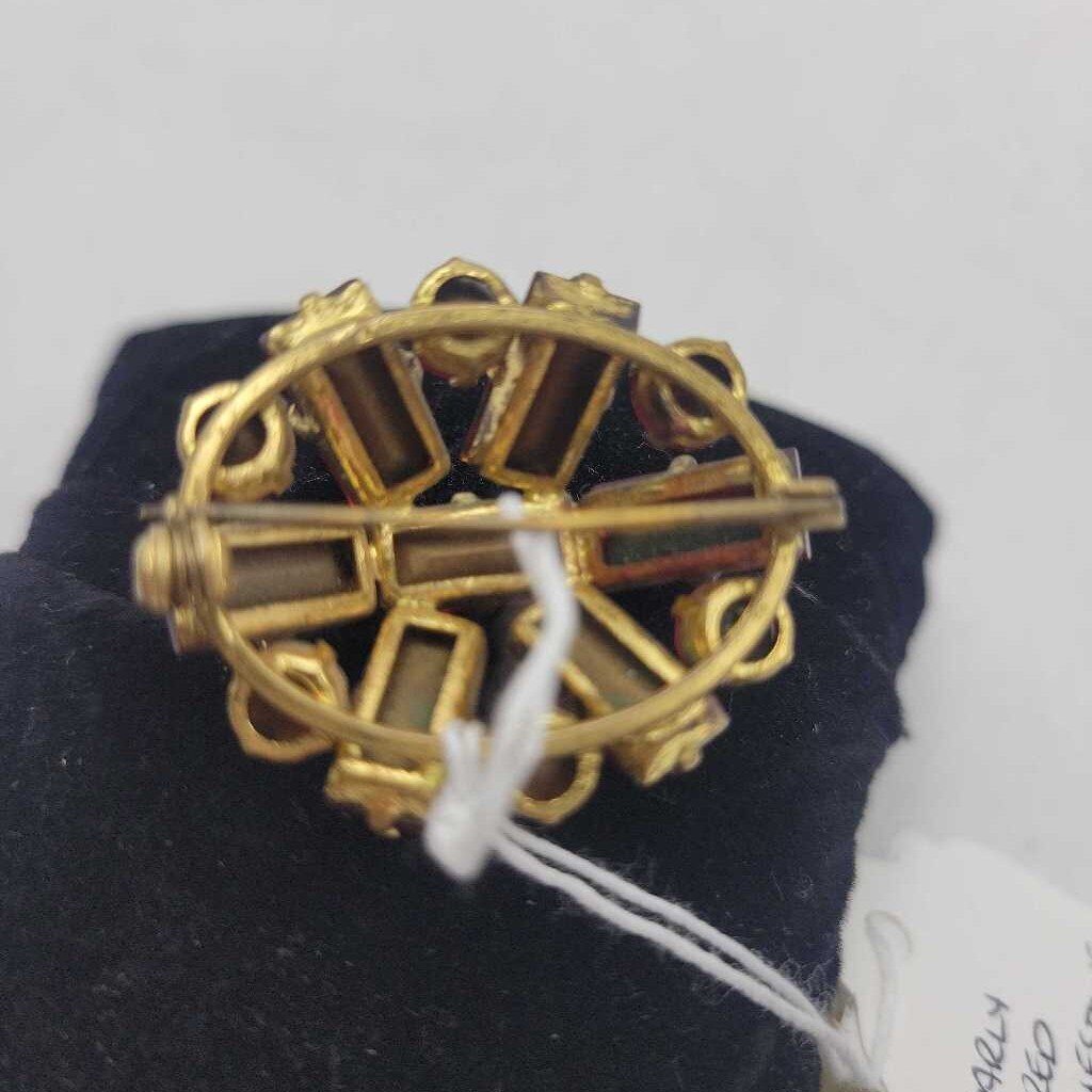 Early Red Rhinestone Brooch - 4937 (VT)