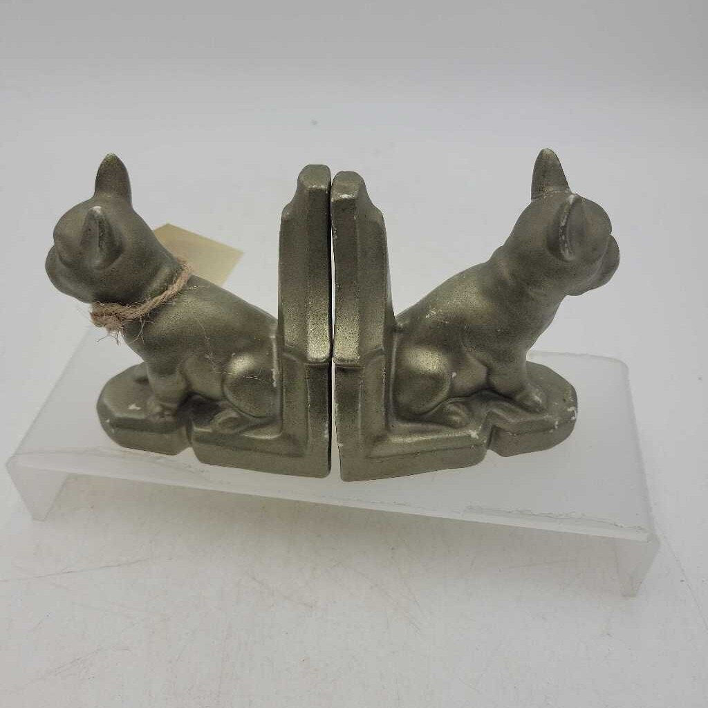 Pair bulldog bookends note repaired ear (GBZ)