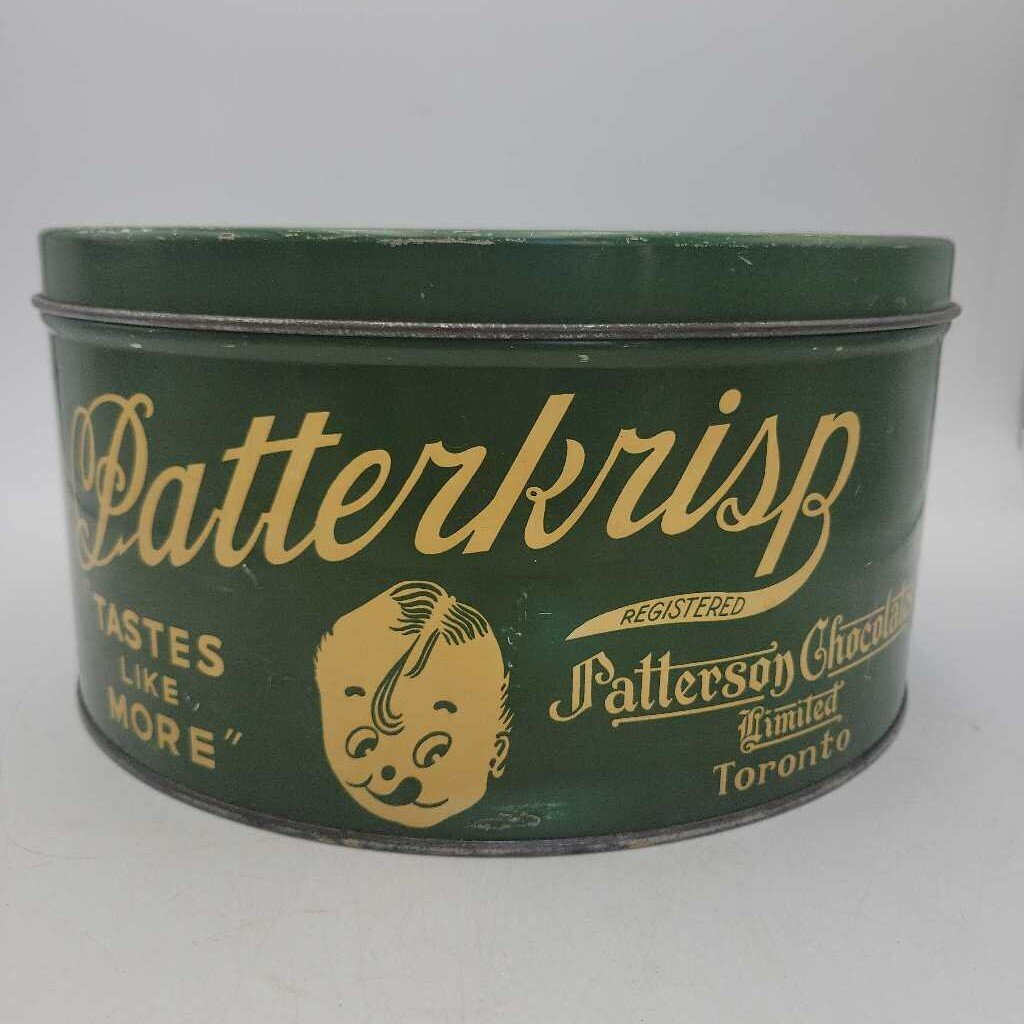 Rare 1930's Patterson "Patterkrisp" Chocolate Tin 12" Toronto (RV)