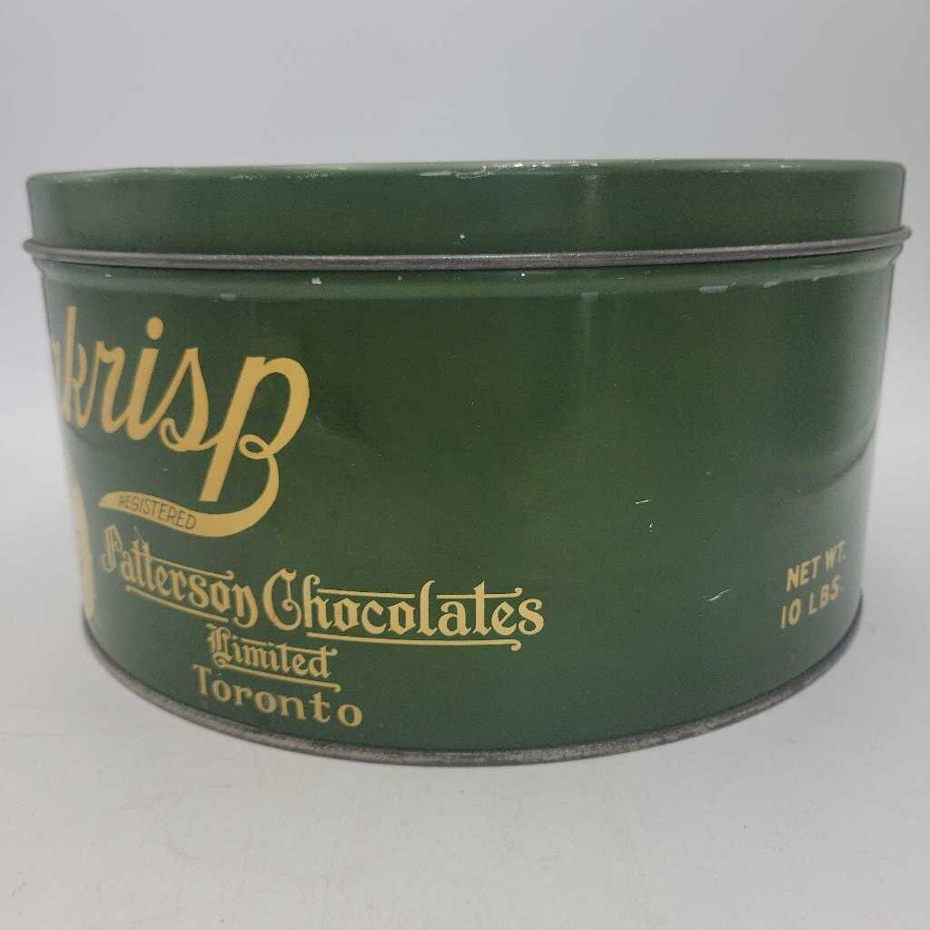 Rare 1930's Patterson "Patterkrisp" Chocolate Tin 12" Toronto (RV)