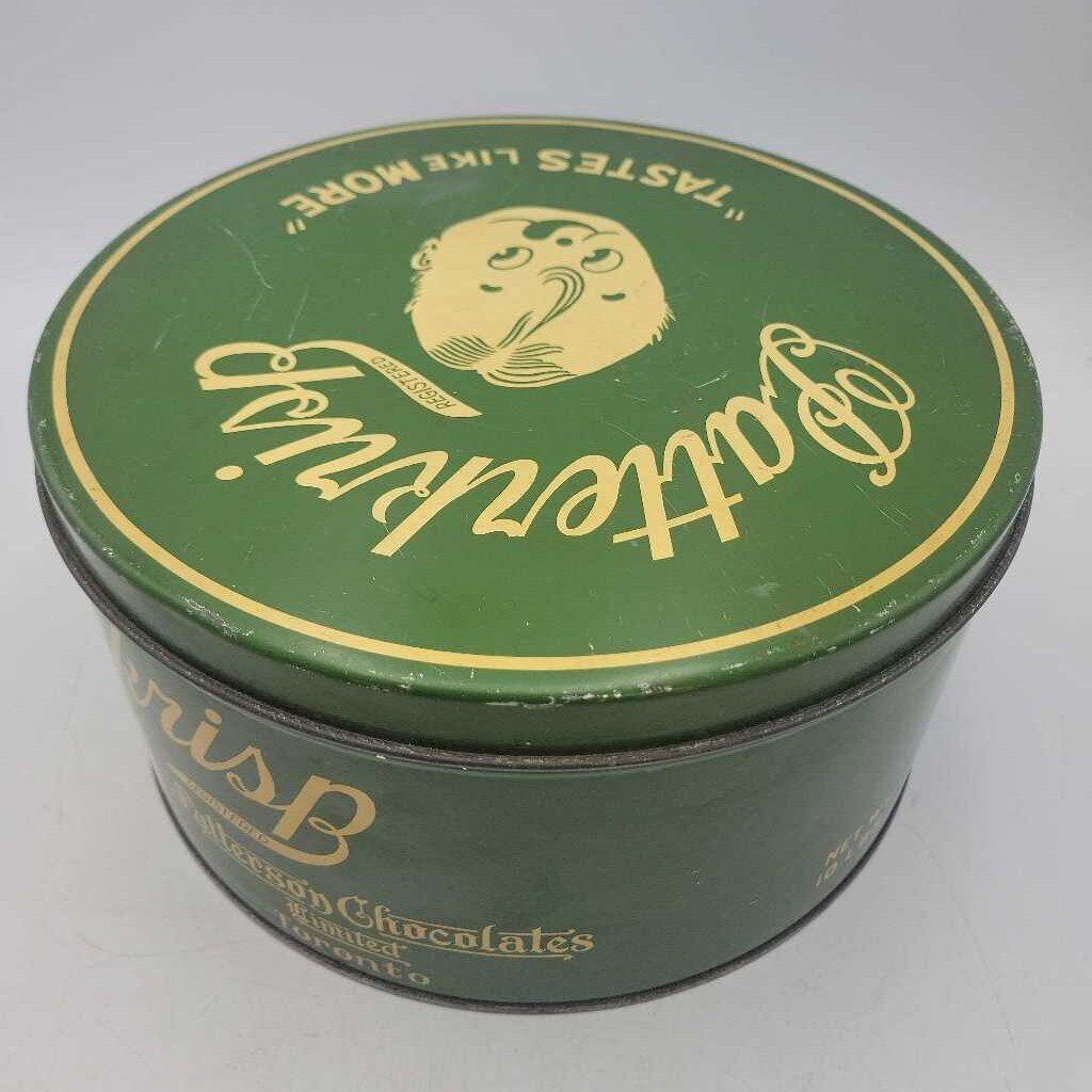Rare 1930's Patterson "Patterkrisp" Chocolate Tin 12" Toronto (RV)