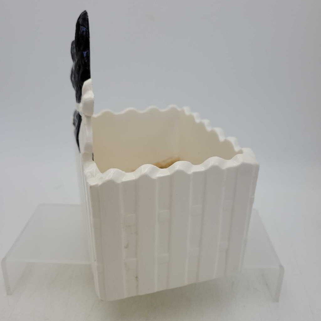 Ceramic Scottie Dog Picket Fence Wall Pocket Planter - Japan (RV)