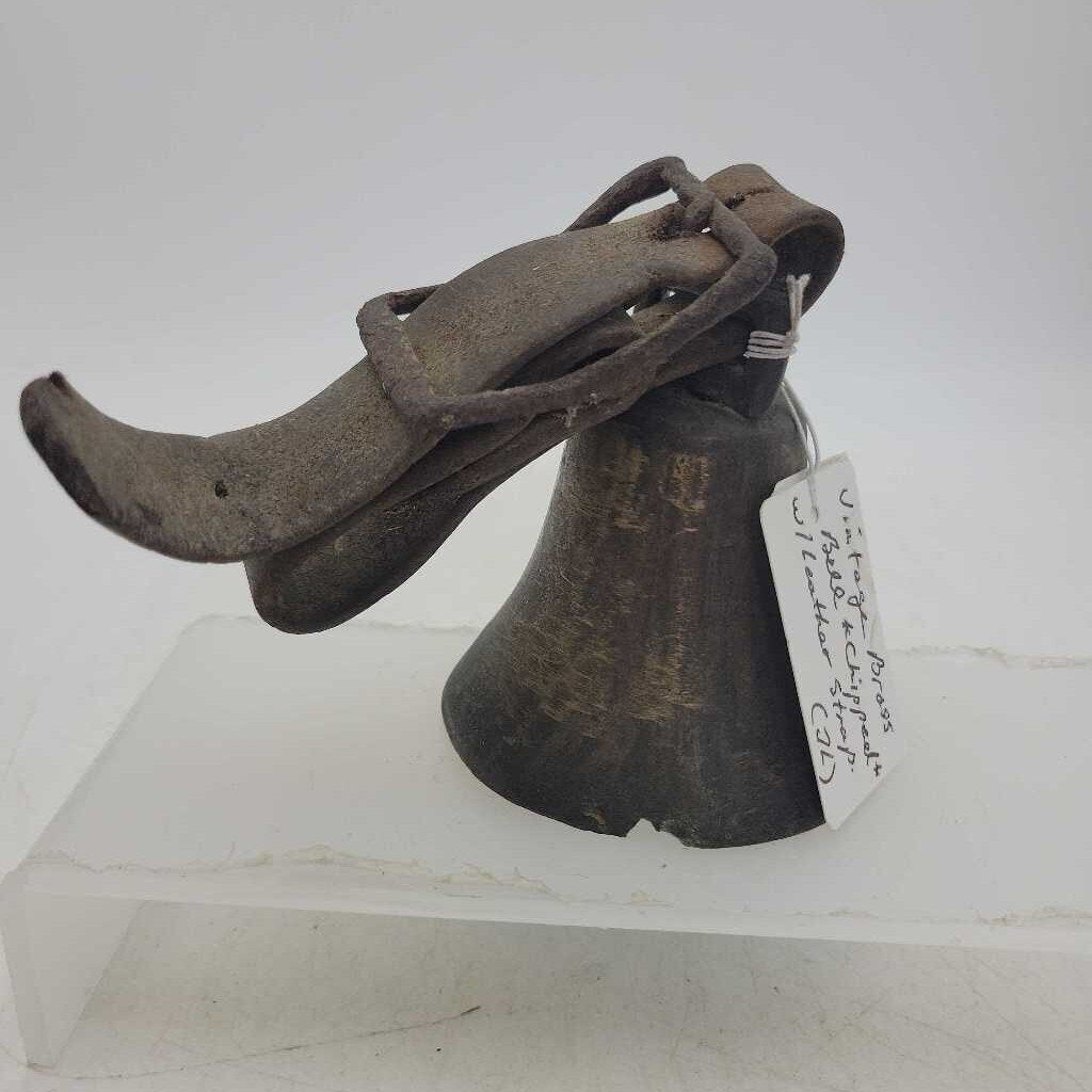 Vintage Brass Bell w/Leather Strap (JL)