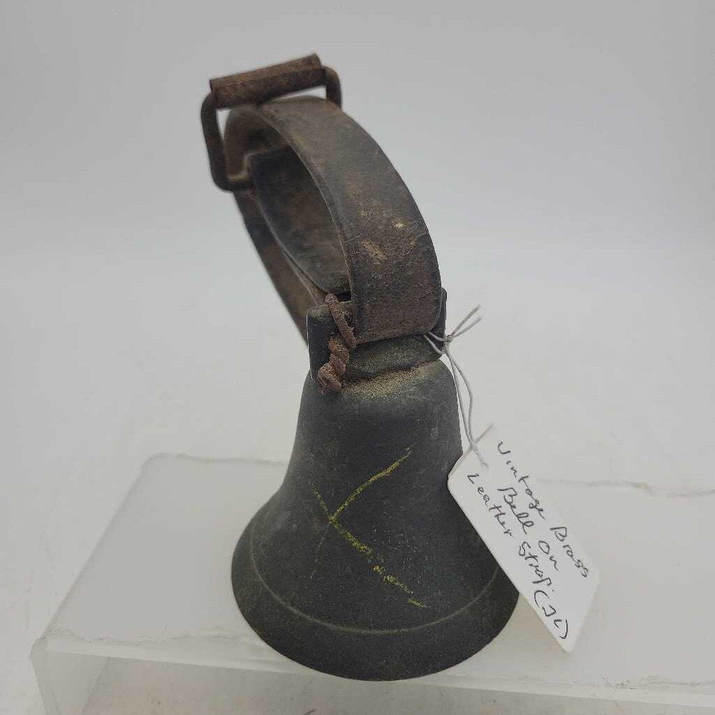 Vintage Brass Bell w/Leather Strap (JL)