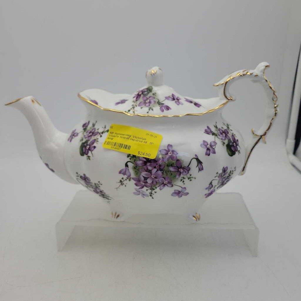 Hammersley Victorian Violet's teapot repaired lid