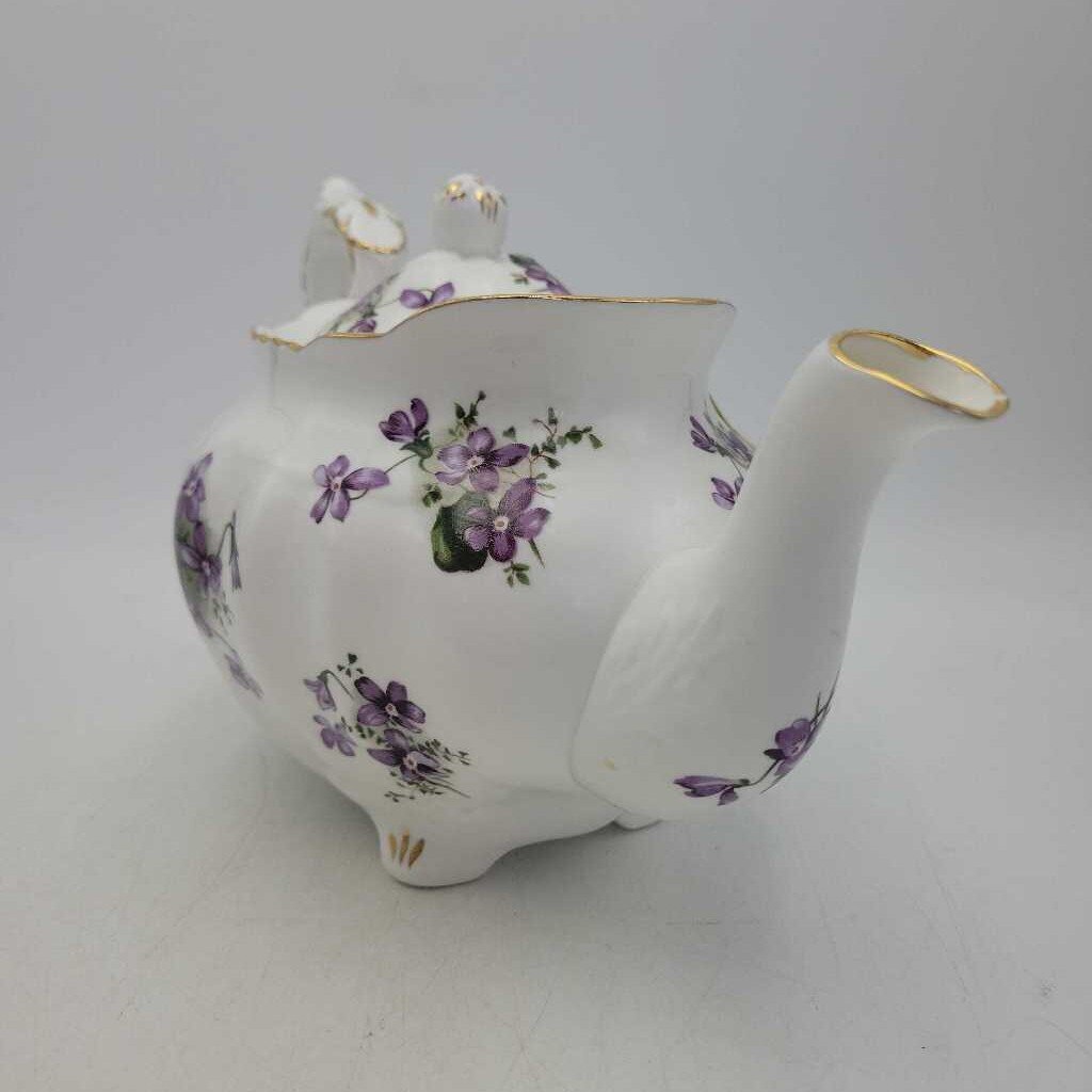 Hammersley Victorian Violet's teapot repaired lid