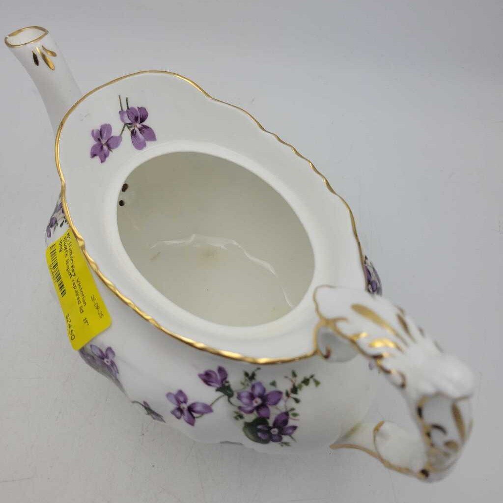 Hammersley Victorian Violet's teapot repaired lid