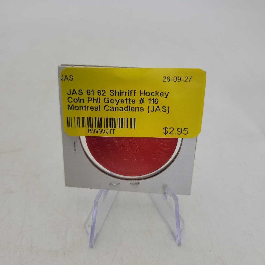 61 62 Shirriff Hockey Coin Phil Goyette # 116 Montreal Canadiens (JAS)