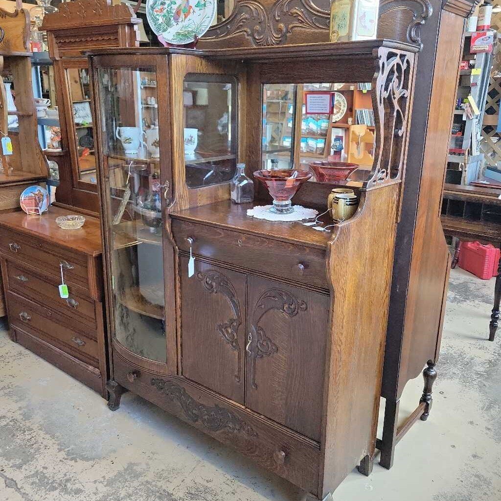 Oak Side by Side China cabinet Circa 1905 (NS) 354
