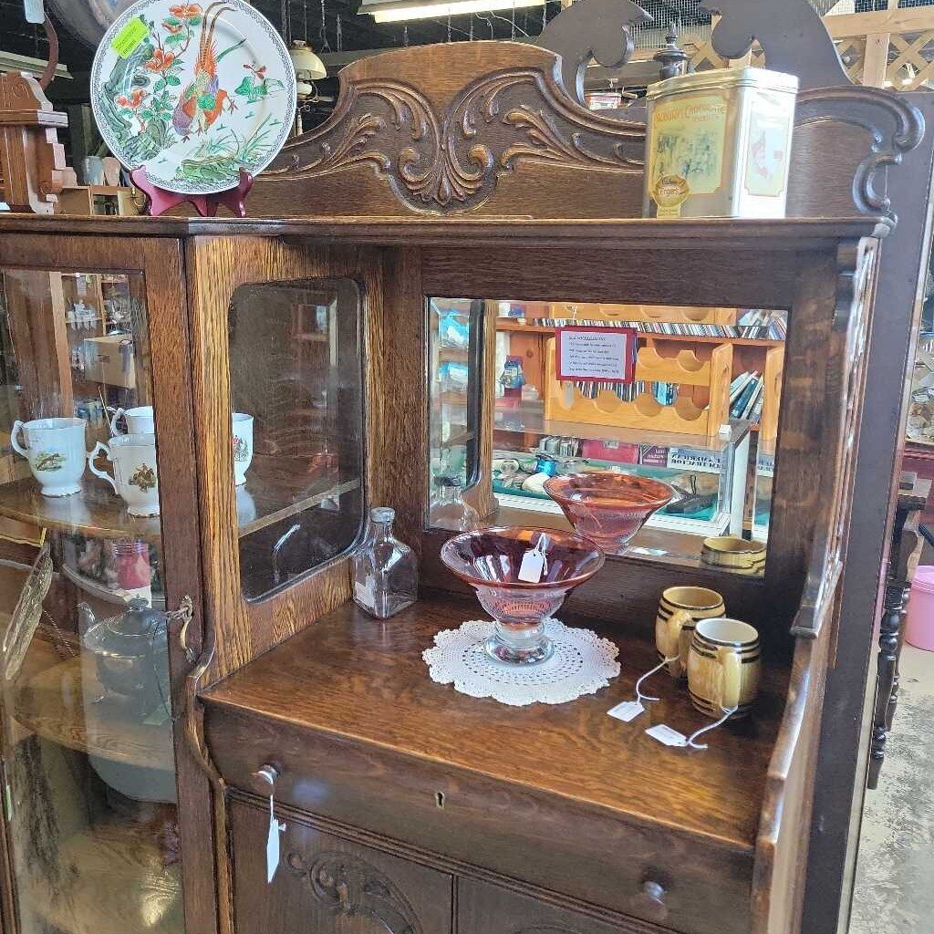 Oak Side by Side China cabinet Circa 1905 (NS) 354