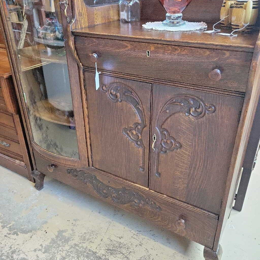 Oak Side by Side China cabinet Circa 1905 (NS) 354