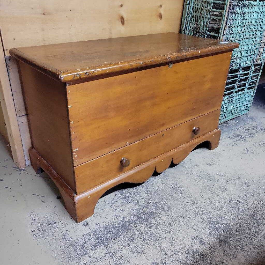 Antique Pine Blanket Box w/ Drawer