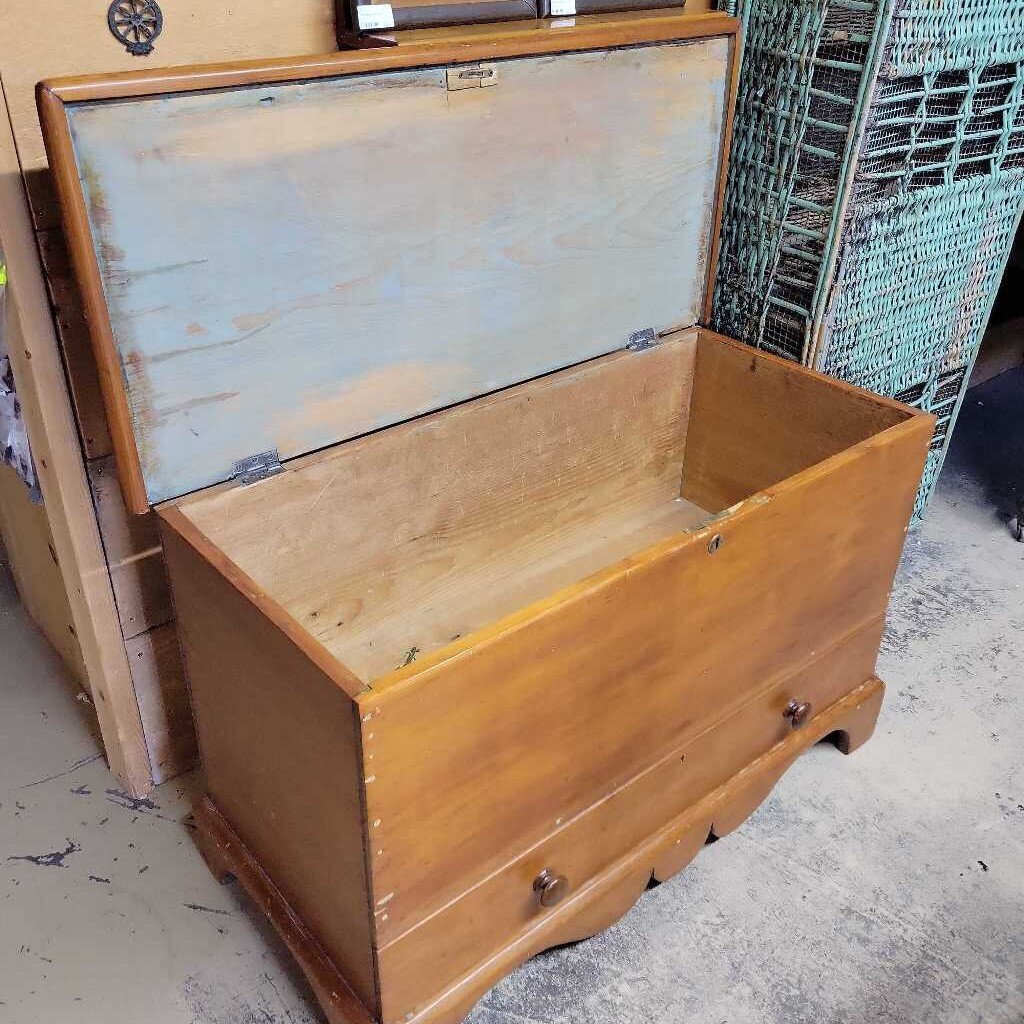 Antique Pine Blanket Box w/ Drawer