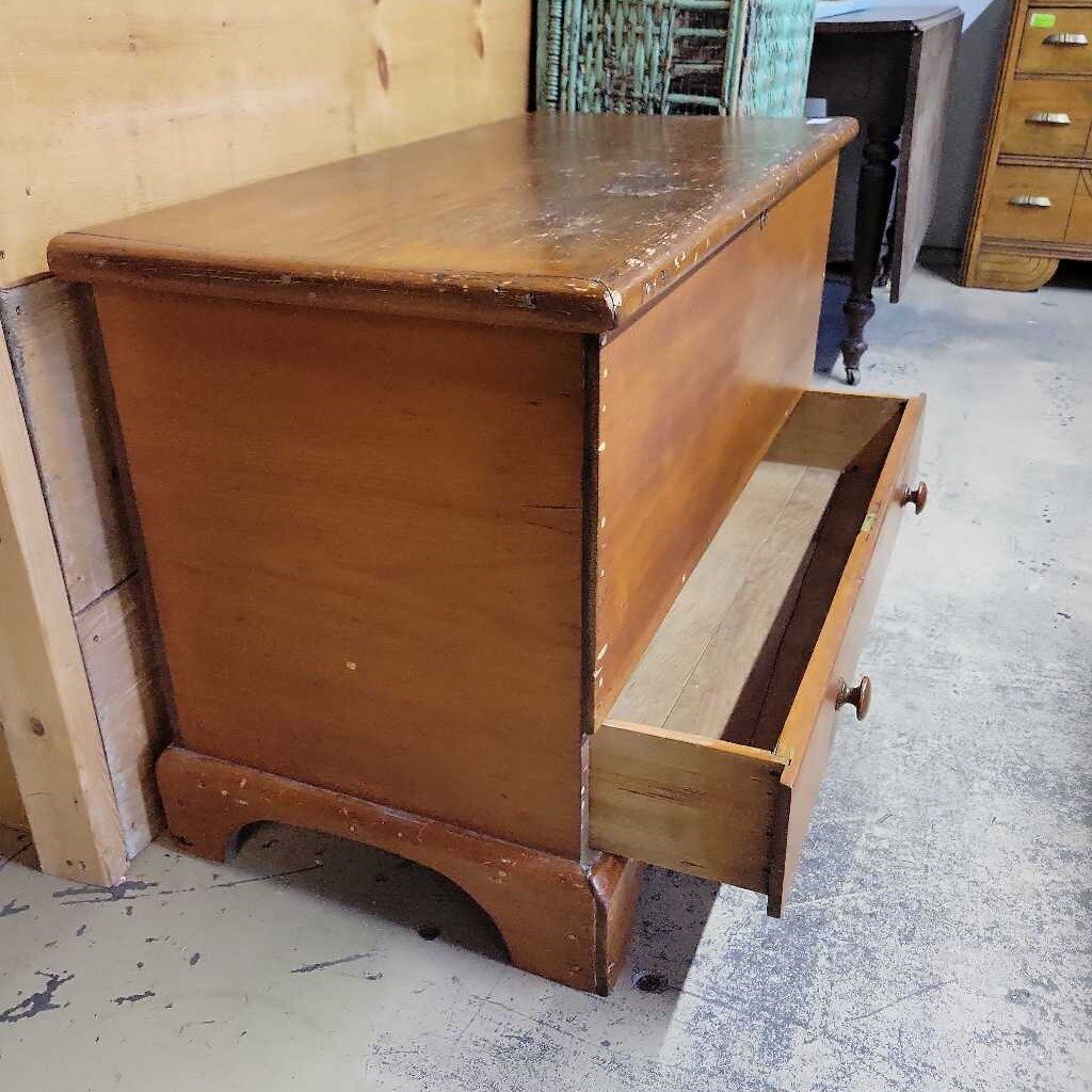 Antique Pine Blanket Box w/ Drawer