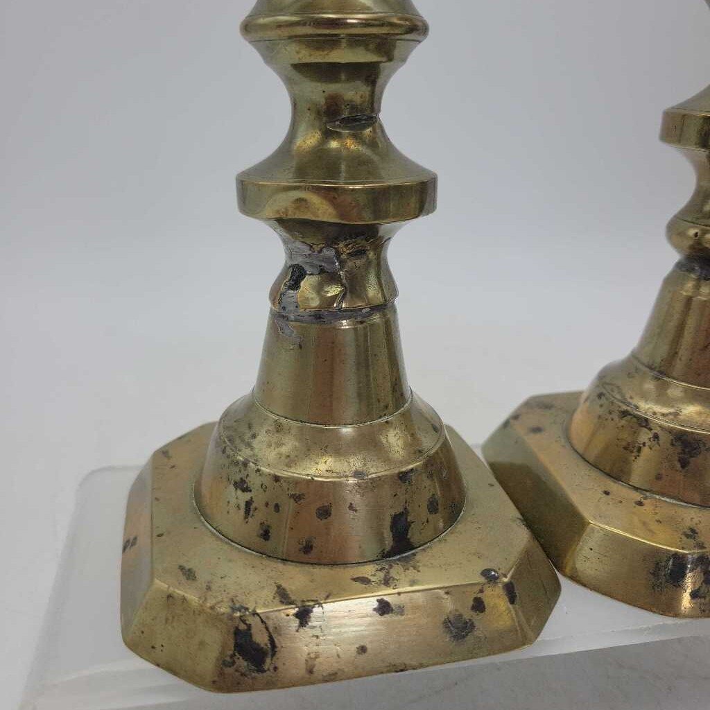 Set Of Antique Brass Candle Stick holders (JH49)