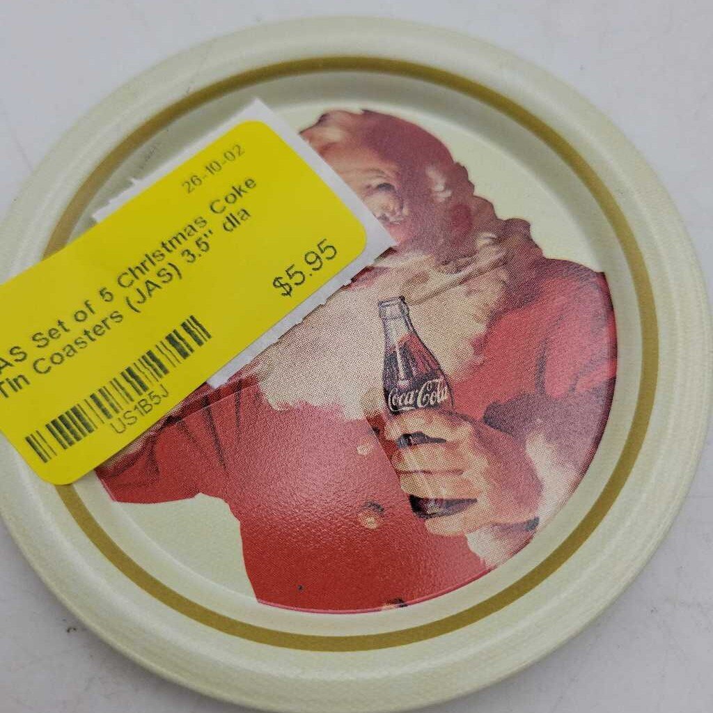 Set of 5 Christmas Coke Tin Coasters (JAS)