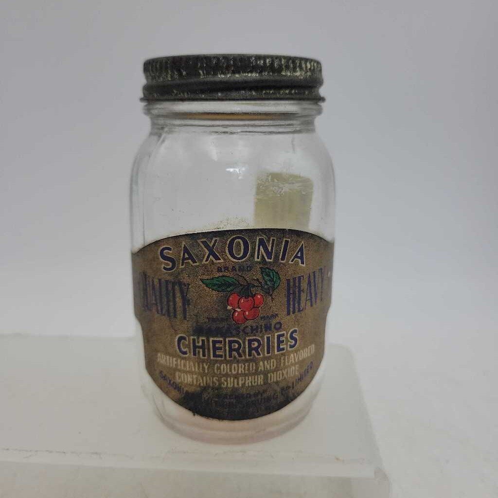 Vintage Saxonia Cherries jar Bottle Lachine P Q (JAS)
