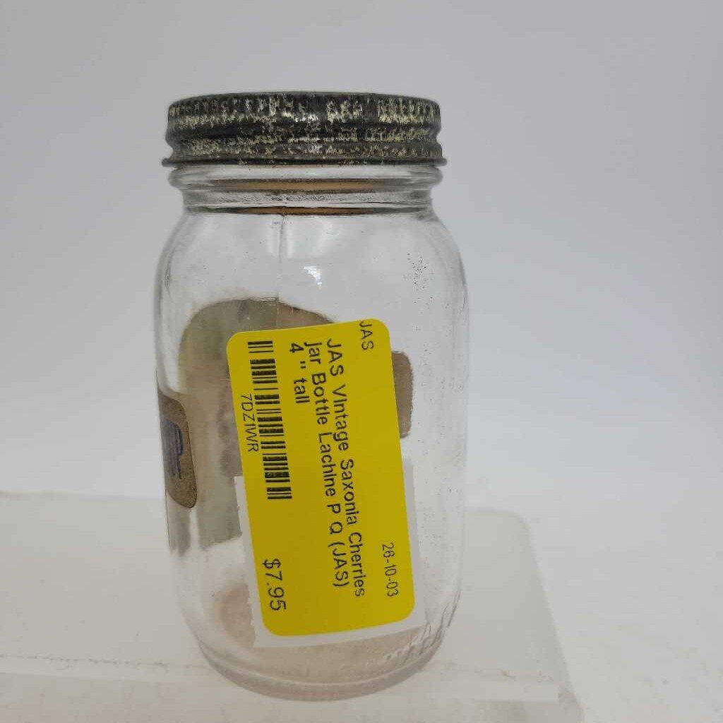 Vintage Saxonia Cherries jar Bottle Lachine P Q (JAS)