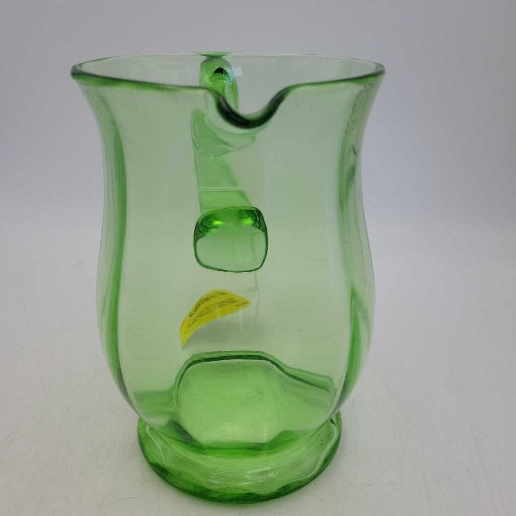 Green Glass Pitcher Jug (DEB)