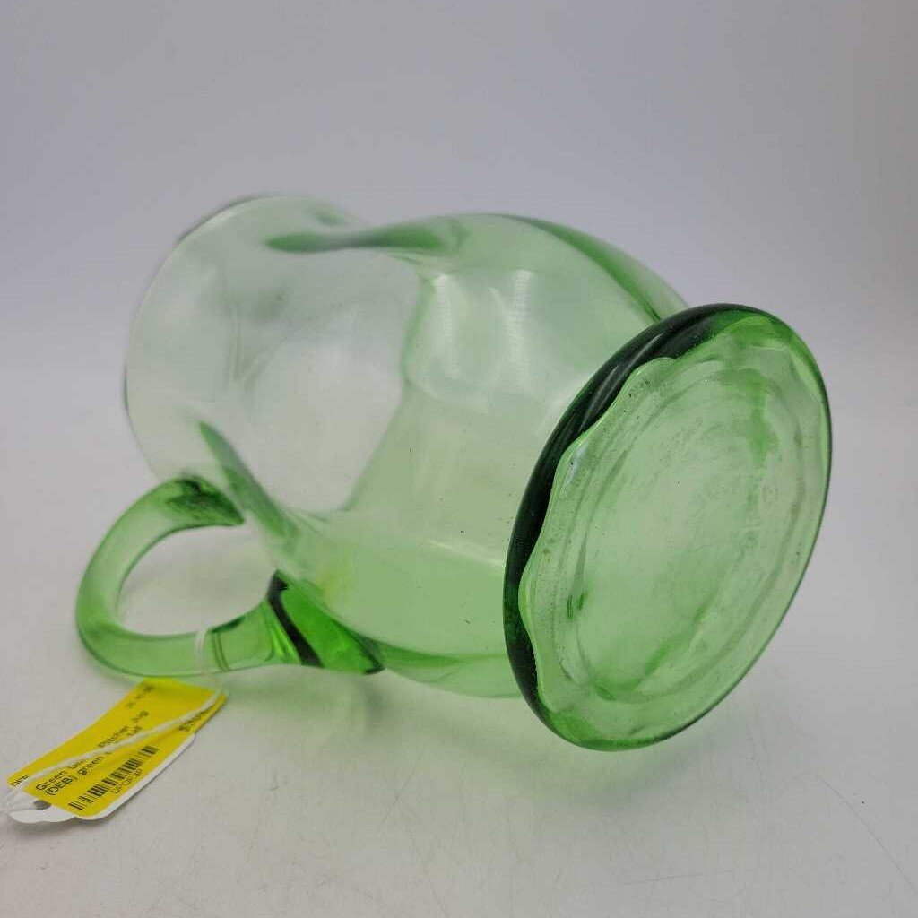 Green Glass Pitcher Jug (DEB)