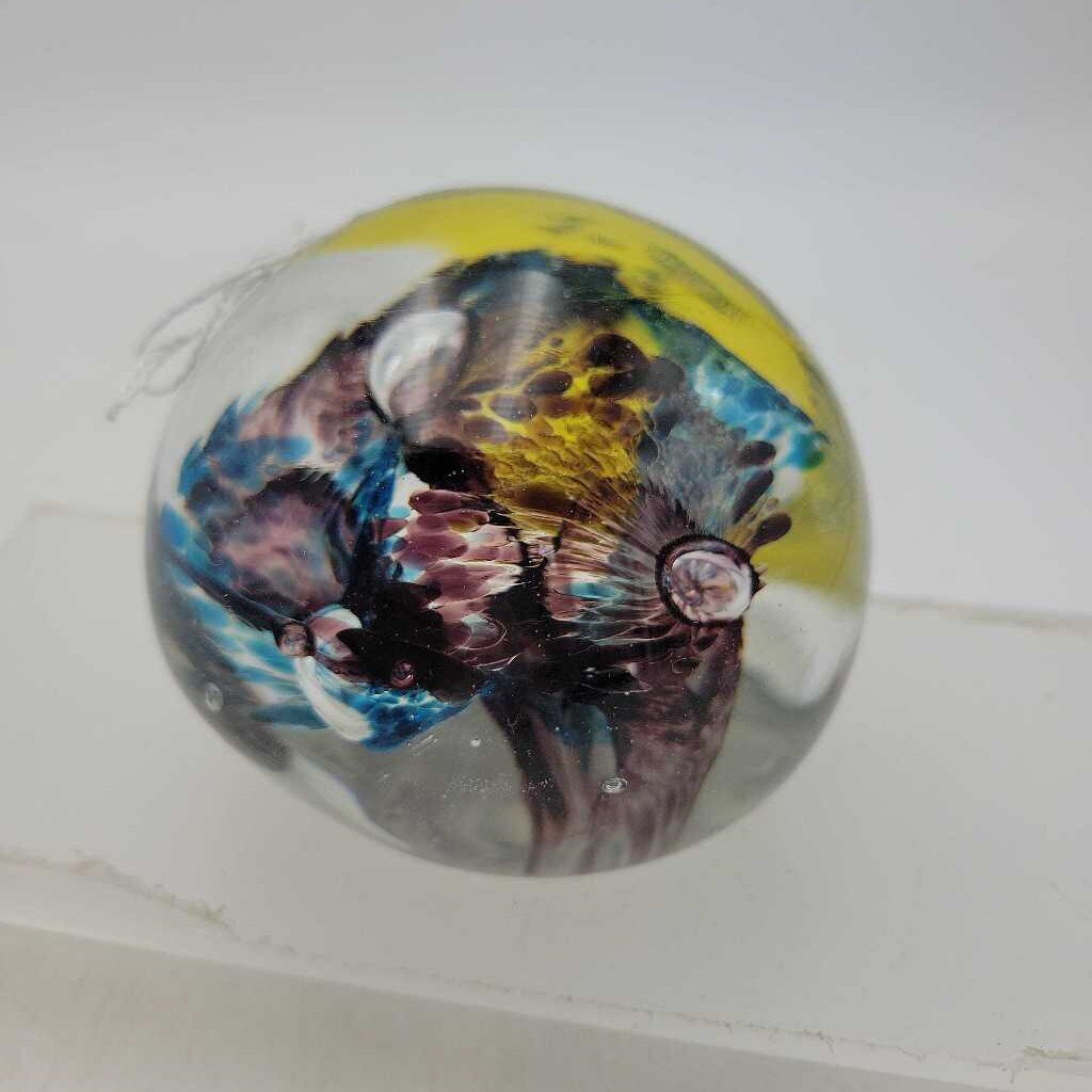 Blue & Pink Paperweight - Signed (DEB)