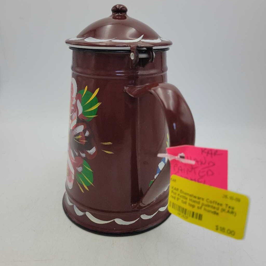 Enamelware Coffee Tea Pot Kettle Hand painted (KAR)