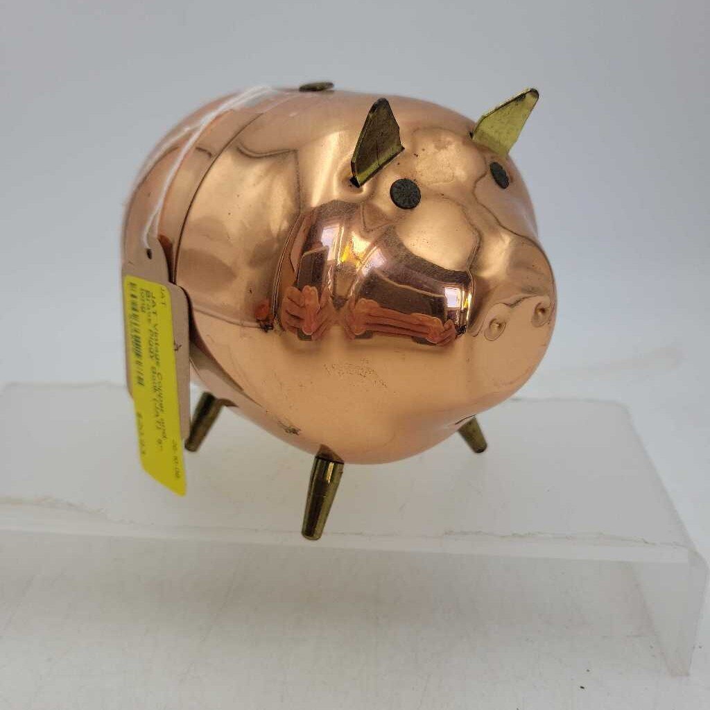 Vintage Copper and Brass Piggy Bank (JAT)