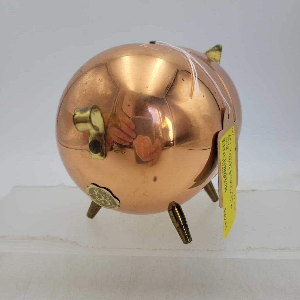 Vintage Copper and Brass Piggy Bank (JAT)