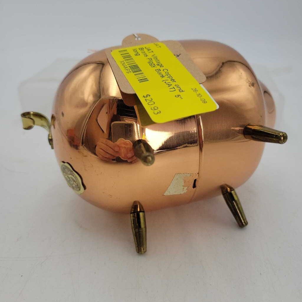 Vintage Copper and Brass Piggy Bank (JAT)