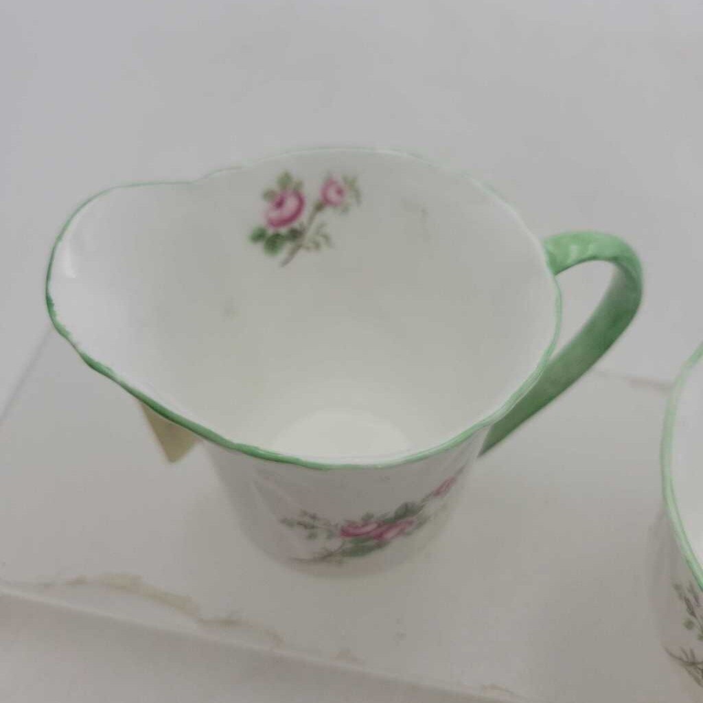Shelley Rosebud Cream and sugar Demitasse (JAS)