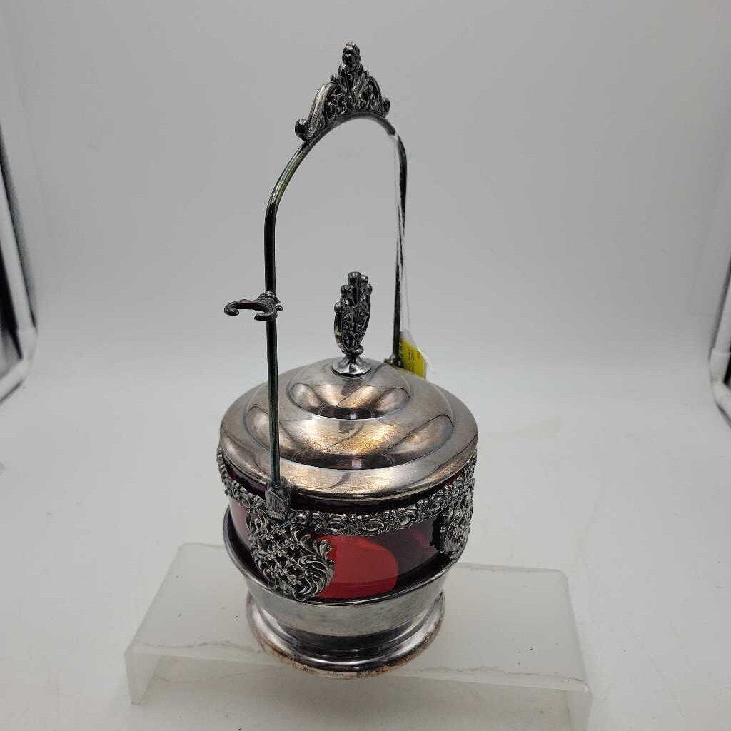 Cranberry and silver dish (DEB)