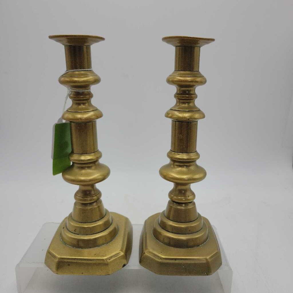 Antique pair of Brass candlestick Holders (DEB)