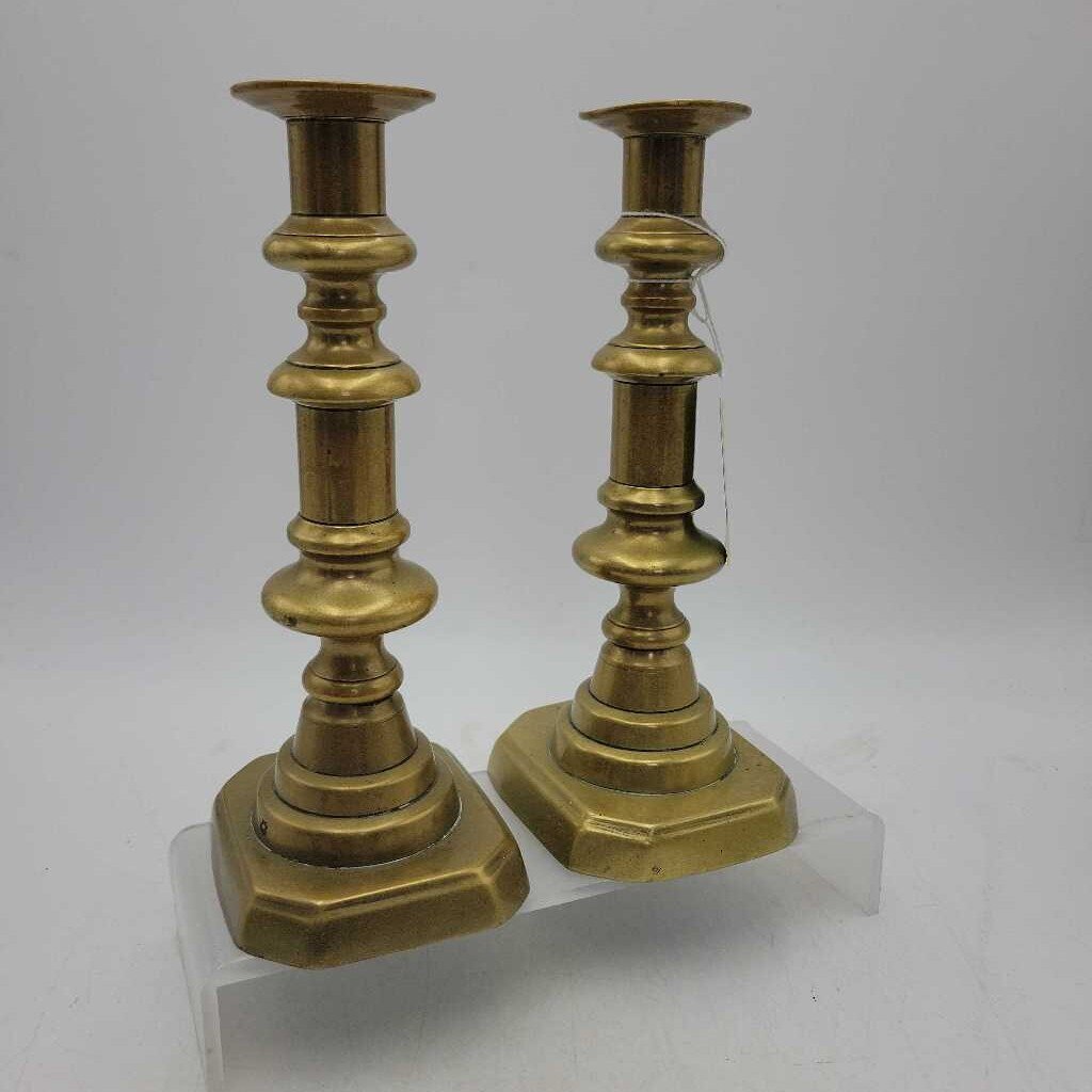 Antique pair of Brass candlestick Holders (DEB)
