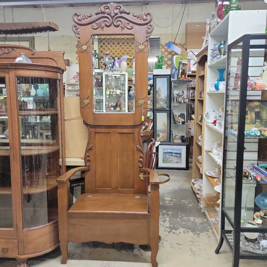 Antique Hall stand / Tree / Bench has storage (YVO) (610)