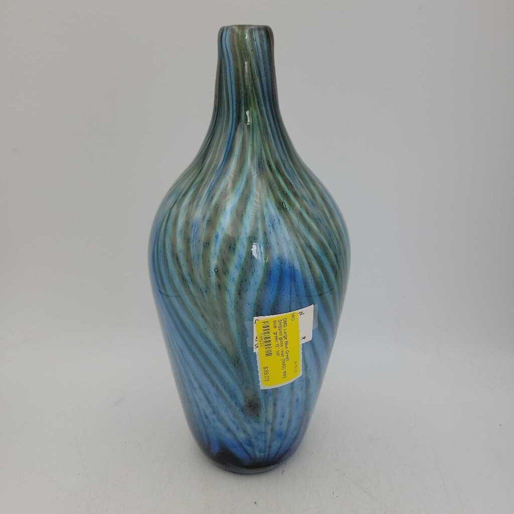 Large Blue Green Stripped glass vase (DMG) 1682