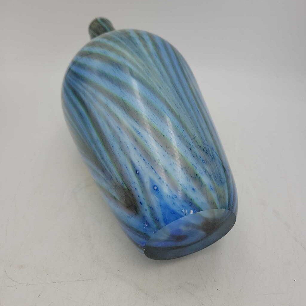 Large Blue Green Stripped glass vase (DMG) 1682