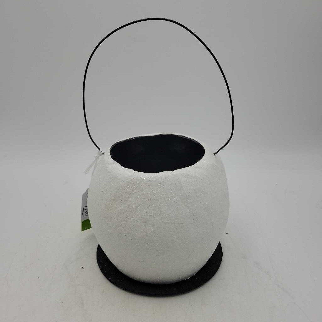 White Ghost Circa 1980's Pumpkin Halloween Candy pail bucket basket Halloween decor (JH49)