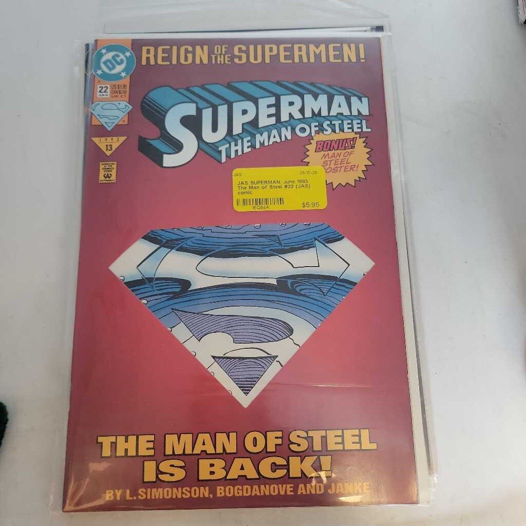 SUPERMAN: June 1993 The Man of Steel #22 (JAS) comic