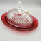 Diamond Point Ruby Flash Butter Dish and Lid (SS) (8805)