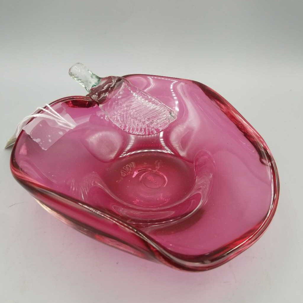 Cranberry Apple Dish Signed (DEB)